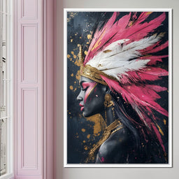 Gold & Pink Feathered Majesty - NicheCanvas