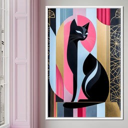 Feline Elegance Geometry Canvas - NicheCanvas