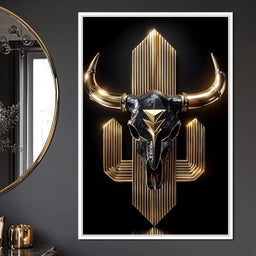 Golden Bull Deco Skull Majesty - NicheCanvas