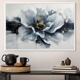Golden Flecks on Monochrome Petals - NicheCanvas
