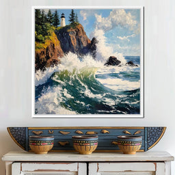 Coastal Lighthouse Wavescape - NicheCanvas
