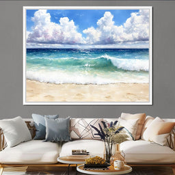 Ocean Waves Sunlit Horizon - NicheCanvas