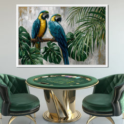 Tropical Parrot Pair Portrait - NicheCanvas