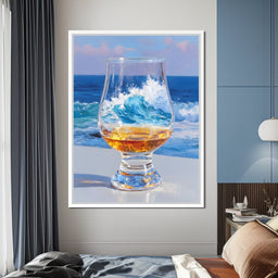 Ocean Wave Whisky Glass Stillness - NicheCanvas