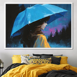 Blue Umbrella Evening Reverie - NicheCanvas