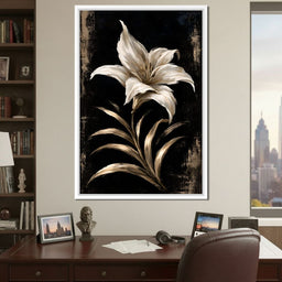 Gilded Petals Upon Nightfall - NicheCanvas