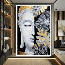 Golden Lotus Buddha Portrait - NicheCanvas