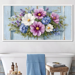 Rustic Pastel Cottage Flowers - NicheCanvas
