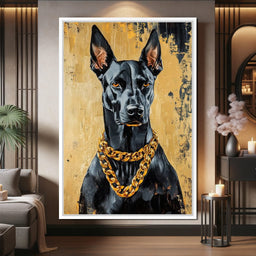 Bold Dog in Gold - NicheCanvas
