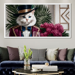 Elegant Feline in Formal Garden - NicheCanvas