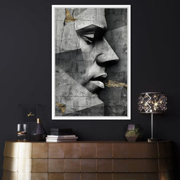 Monochrome Geometric Visage - NicheCanvas