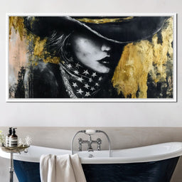 Golden Cowgirl Noir Star Silhouette - NicheCanvas