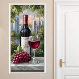 Wine Reflections Cityscape Elegance - NicheCanvas