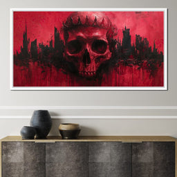 Crowned Skull Over Urban Ruins - NicheCanvas