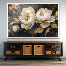 Golden Petals on Midnight - NicheCanvas