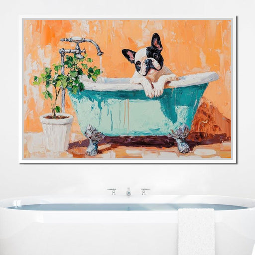 French Bulldog in the Tub Canvas Print