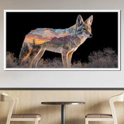 Desert Coyote Sunset Vista - NicheCanvas
