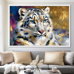 Golden Snow Leopard Portrait - NicheCanvas