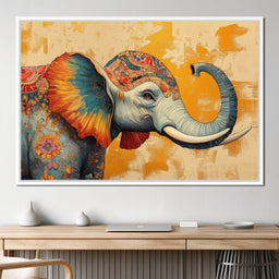 Elephant Splendor Floral Harmony - NicheCanvas