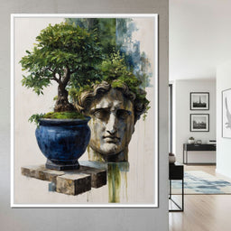 Blue Urn And Stone Head Grove - NicheCanvas