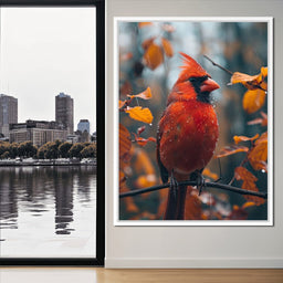 Autumn Cardinal's Perch - NicheCanvas