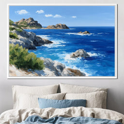 Rocky Coastline Ocean View Oil Painting - NicheCanvas