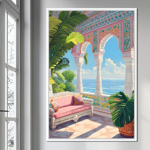 Sunlit Terrace Escape Canvas Print