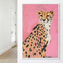 Cheetah Safari Elegance on Pink - NicheCanvas