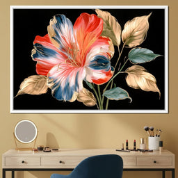 Midnight Flora With Gilded Leaves - NicheCanvas