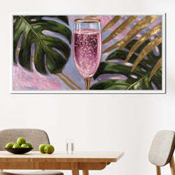 Pink Fizz Gold Palm Soiree - NicheCanvas