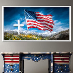 Majestic Peaks and Patriotism - NicheCanvas