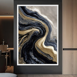 Liquid Gold Onyx Swirl Flow - NicheCanvas