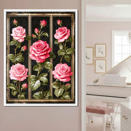 Gilded Damask Rose Collection - NicheCanvas