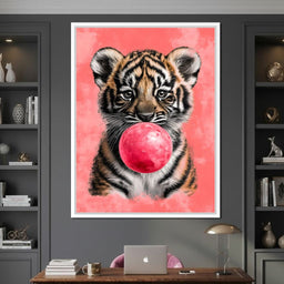 Playful Cub Bubble Burst Pink - NicheCanvas