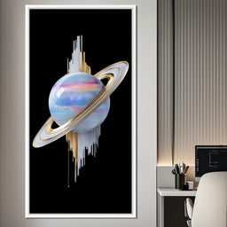 Cosmic Saturn Rings of Radiance - NicheCanvas