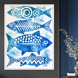Four Geometric Marine Forms Swimming Together - NicheCanvas
