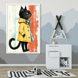 Elegant Feline in Rain Coat - NicheCanvas