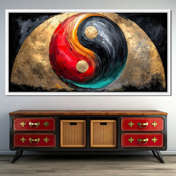 Golden Yin Yang Abstract Energy - NicheCanvas