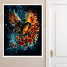 Flaming Phoenix Floral Burst - NicheCanvas