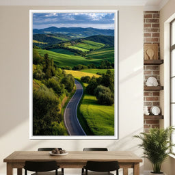 Sunlit Valley Roadscape - NicheCanvas
