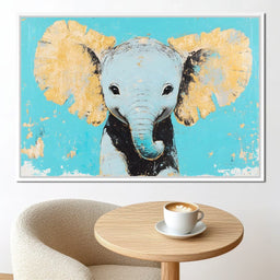 Elephant on Aqua Canvas - NicheCanvas