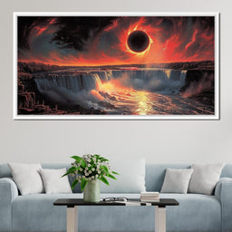Eclipse Over Cascading Waters - NicheCanvas