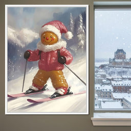Gingerbread Skier Winter Joy - NicheCanvas