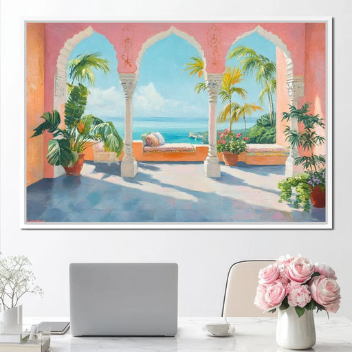 Sunlit Terrace Paradise View Canvas Print