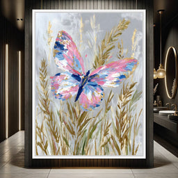 Pastel Butterfly Meadow Painting - NicheCanvas