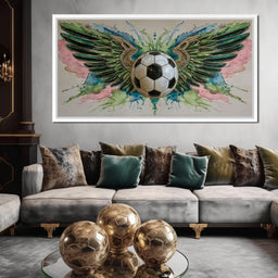 Winged Soccer Ball Watercolor - NicheCanvas