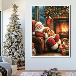 Cozy Christmas Eve With Puppies - NicheCanvas