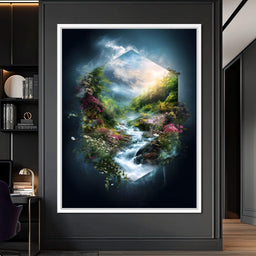 Hexagonal Nature Portal Cascade - NicheCanvas