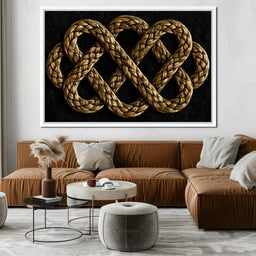 Eternal Braided Path of Golden Fibers - NicheCanvas