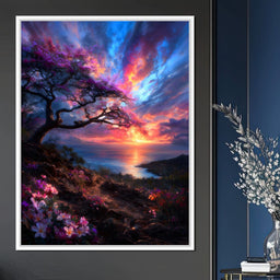Radiant Sunset Floral Coastline - NicheCanvas